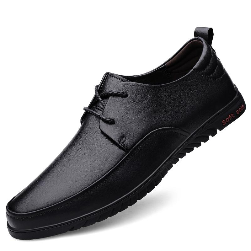 Fashion Genuine Leather Men Business Shoes Fashion Men's Oxford Shoes Lace-Up Male Breathable Casual Shoes Spring Summer Flats Sneakers
