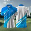 Trendy Flamingo Print Striped Polo Shirt, Casual Short Sleeve Men's Top