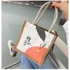 Linen Canvas Splicing Portable Shopping Bag Literary Retro Tote Bag Student Office Worker Hand Bag