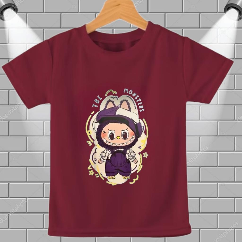 2025 Новая футболка LABUBUT в стиле LABUBU с круглым вырезом, с коротким рукавом, повседневная, одежда для девочек, топ