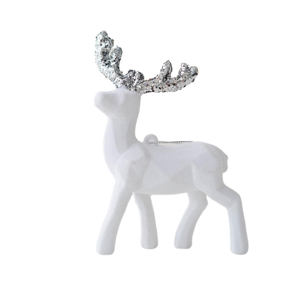 Christmas Elk Deer Pendant Sequins Flocked Reindeer Ornament for Christmas Tree Hanging Pendants Home Desktop Decoration