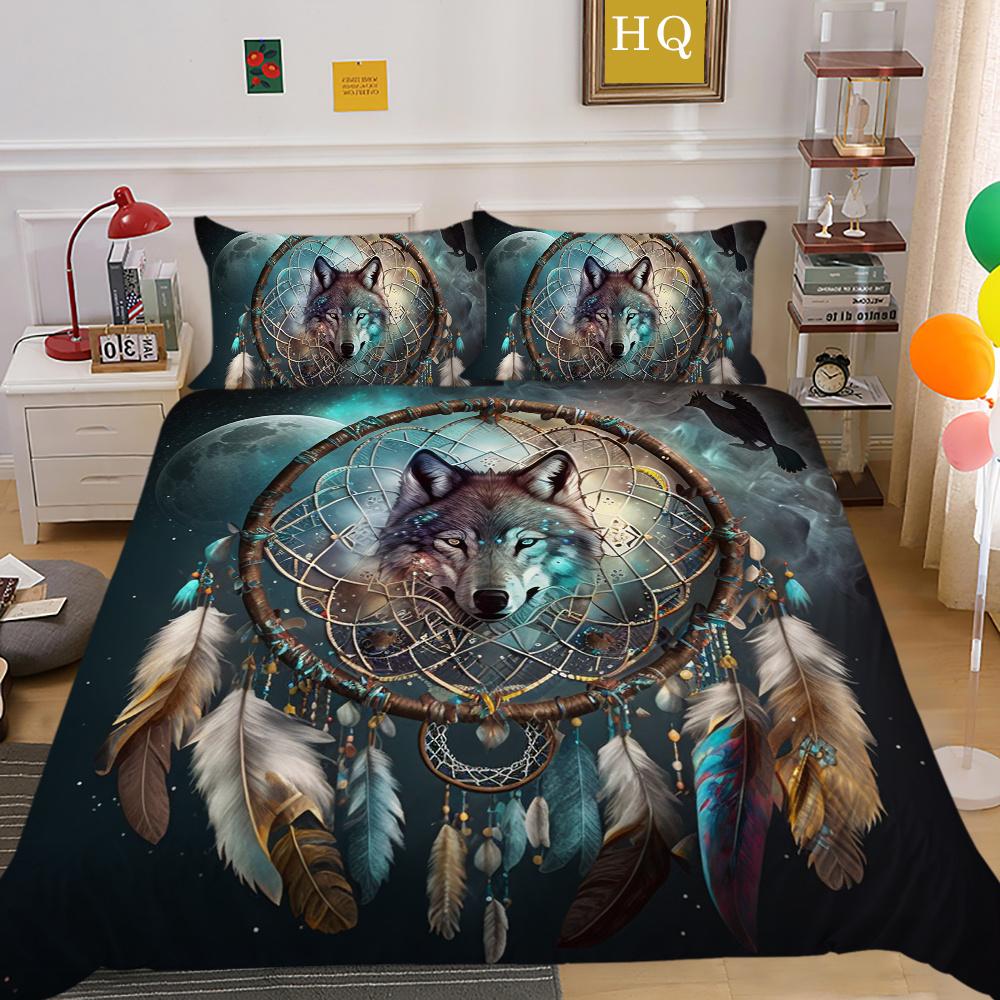 Пододеяльники с принтом волка King Size, комплект постельного белья из микрофибры, мужской мягкий высококачественный домашний текстиль