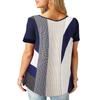 Summer Women Loose Casual Tops Korean Female Striped Lattice Printed O Neck Short Sleeves Plus Size Mom Chiffon T Shirts