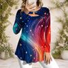 Women Plus Size Long Sleeve Top Metal Ring Neck Design Loose Casual Daily Basic T Shirt