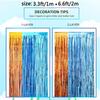 2 шт. Синие фольгированные шторки с бахромой для вечеринки в честь дня рождения, 3,3x6,6 фута, оранжевые, синие, светло-голубые, мишура, фотобудка, украшение для вечеринки
