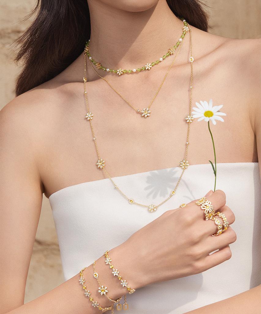 Lola Rose Daisy Citrine Cubic Layered Chain Necklace
