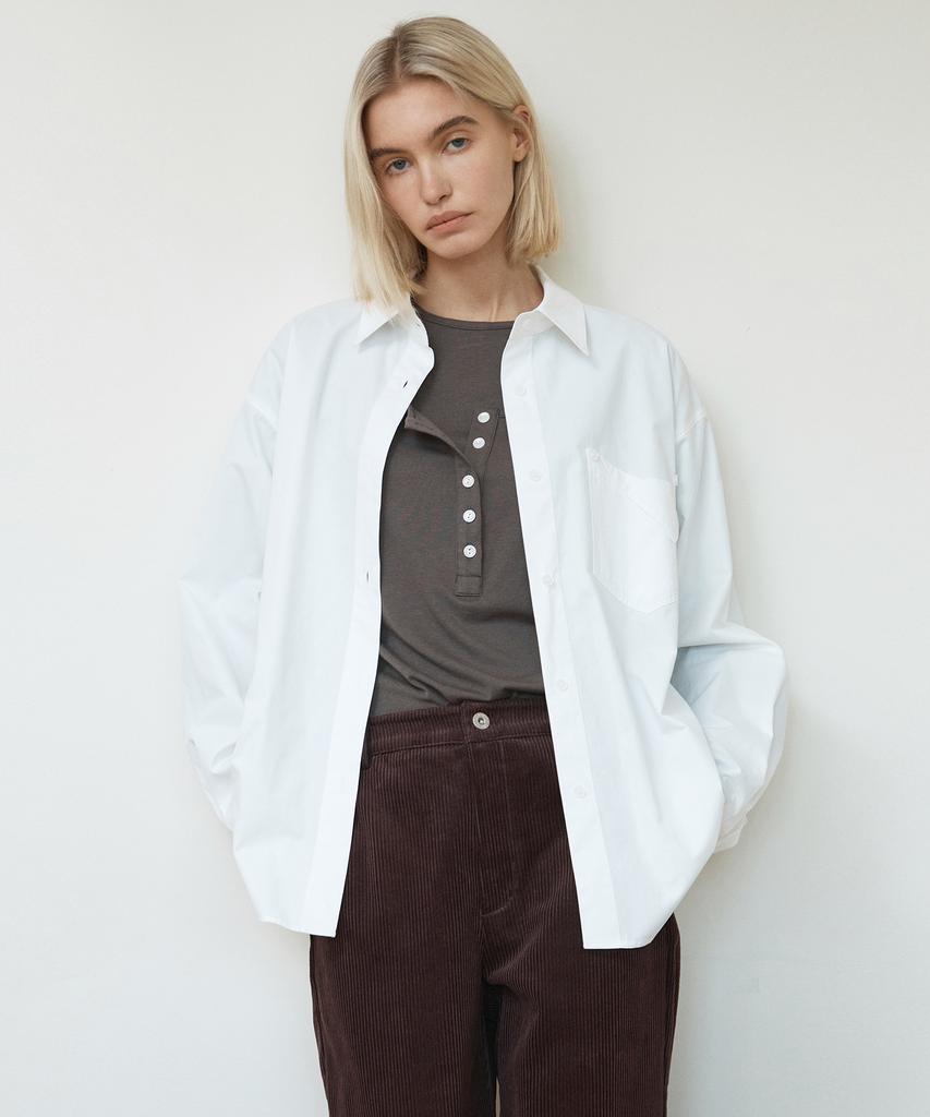 IHR Pocket Detail Oversized Shirt / White