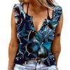 Women Tanks Sexy V Neck Sleeveless Summer Tops Vest 3D Print Blue Butterfly Tops