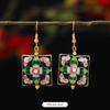 Chinese Retro Cloisonne Enamel Earrings Female Classical Temperament Simple Flower Earrings Niche Design Earrings