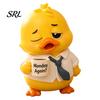Fun Car Patrol Duck Ornament 3D Printed Sad Yellow Figurines, Cute Tired Worker Resin Small Desktop for Migrant Workers Desk Ornaments Home