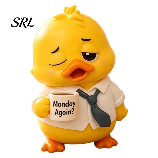 Fun Car Patrol Duck Ornament 3D Printed Sad Yellow Figurines, Cute Tired Worker Resin Small Desktop for Migrant Workers Desk Ornaments Home