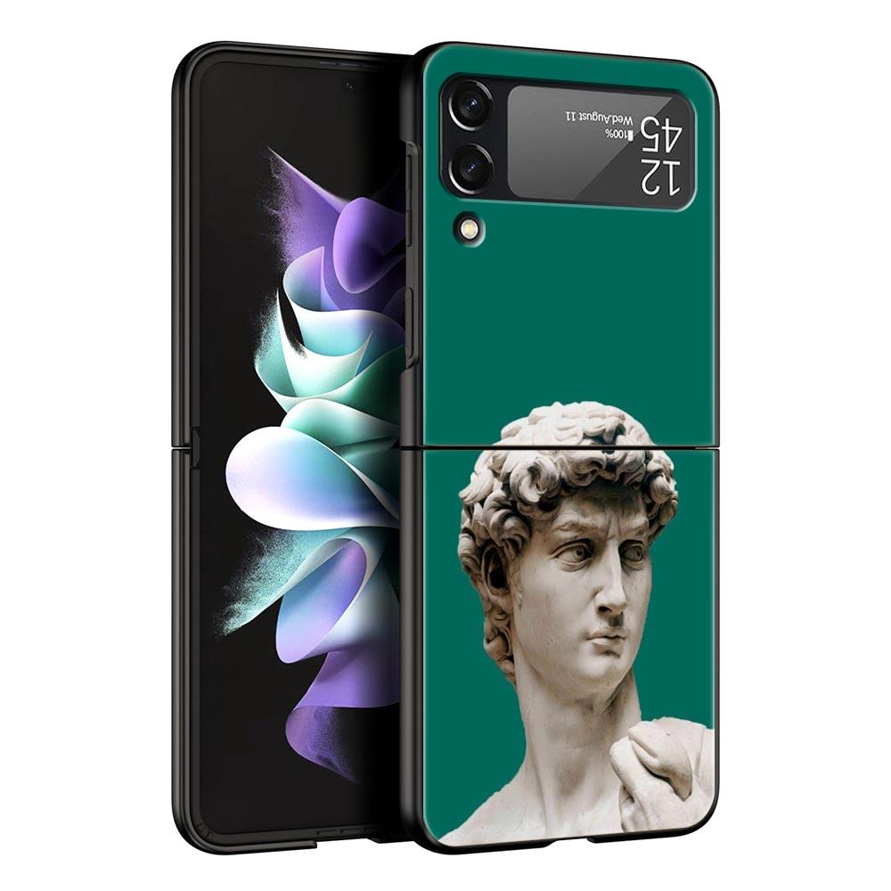 Для Samsung Galaxy Z Flip 3 4 5 Жесткий Черный Складной ПК Чехол для Телефона Мона Лиза Ван Гог Масляная Живопись Искусство Для Samsung Z Flip3 Чехол