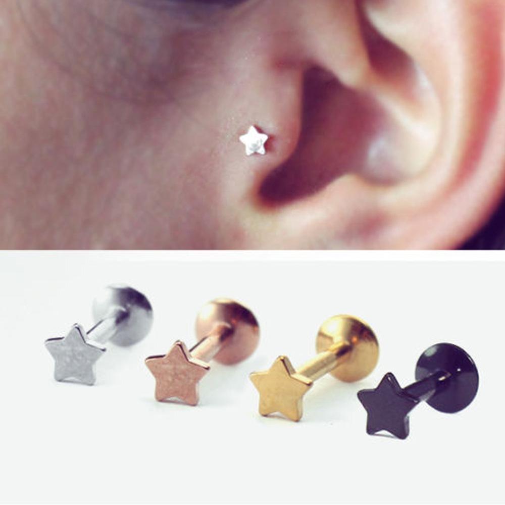 Лабреты Штанга для губы Штанга Украшения для пирсинга тела Хрящ Хеликс Серьги-гвоздики для уха Трагус Серьги Форма звезды