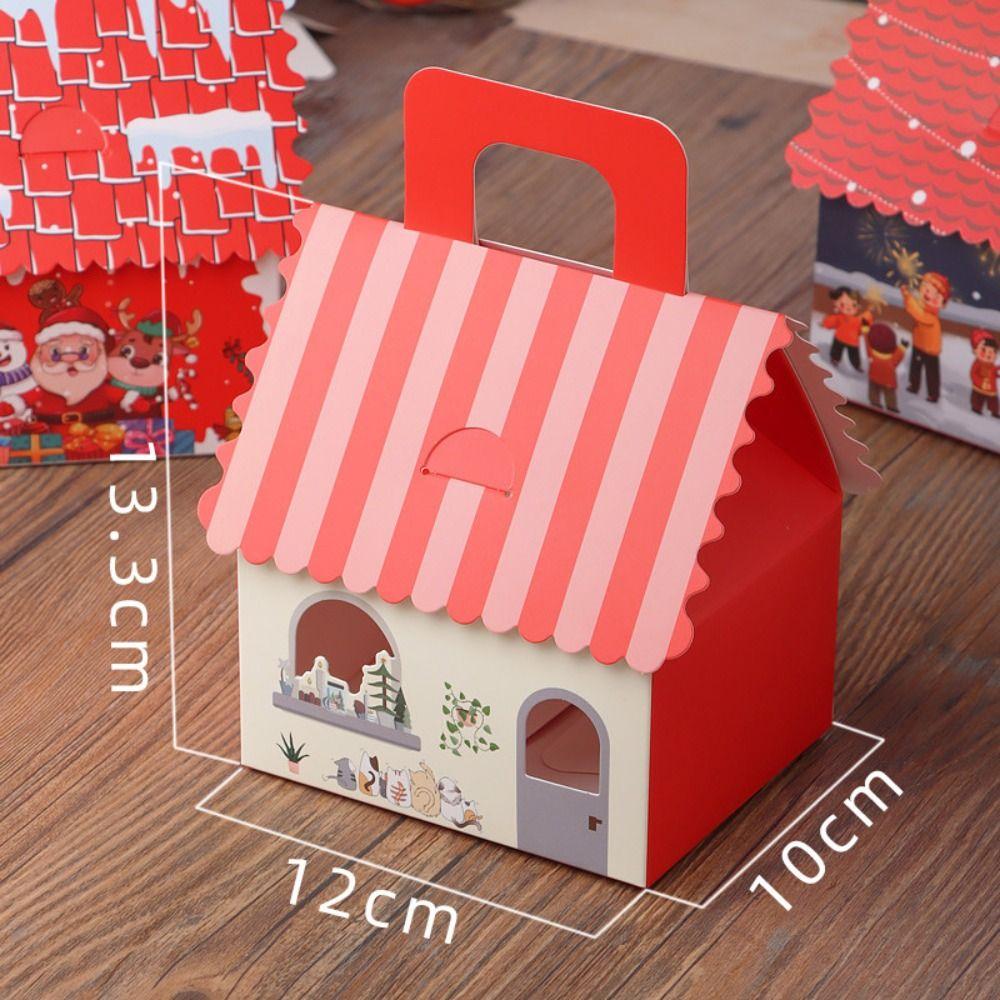 10pcs Christmas Cookie Snack Bag Kraft Paper Packing Box Creative Candy Gift Boxes for Xmas Party