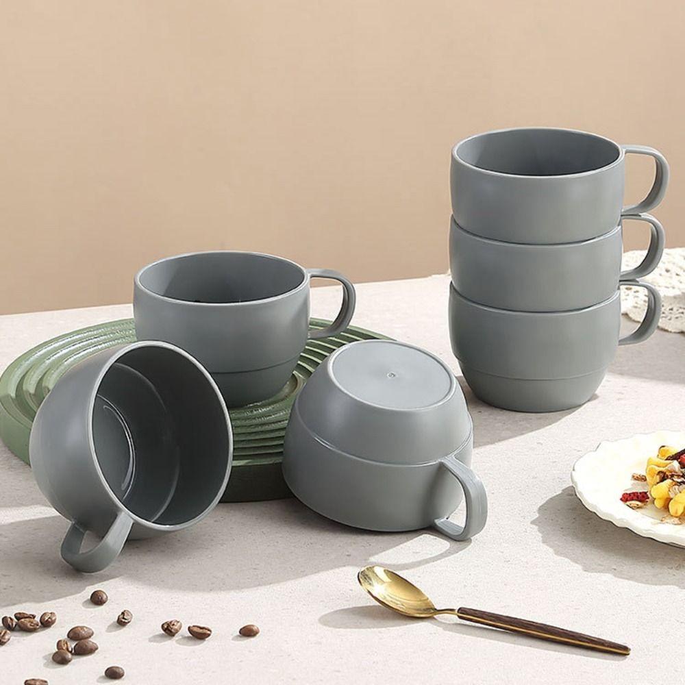 6PCS Microwave-safe Plastic Coffee Cup Thickened Family Tea Cup Durable Drink Cup  Kindergarten