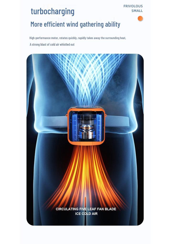 Portable High-Speed Waist & Neck Cooling Fan with Digital Display