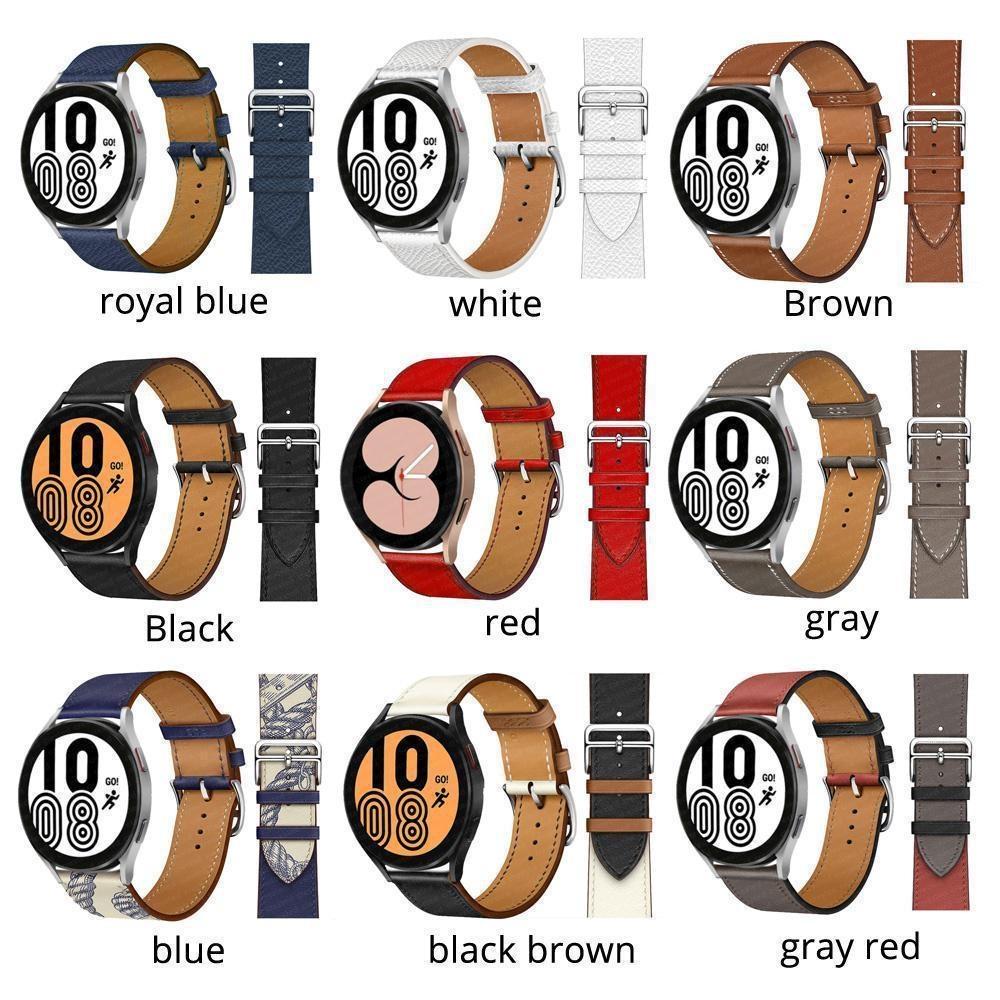 20 22 мм ремешок из натуральной кожи для Samsung Galaxy Watch 6 classic 43 мм 47 мм 5 6 7 FE 4 40 мм 44 мм classic 4 42 мм/46 мм 3 45 мм 41 мм Gear S2 S4 S3