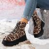 Lucyever Punk Leopard Print Combat Boots Women Fashion Chunky Thick Plush Ankle Boots Woman  Lace Up Platform Booties Mujer