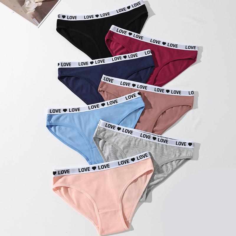 1/7Pcs/Set Women's Cotton Panties Sexy Soft Striped Underpants Cute Letter Girls Briefs Female Breathable Stretch Lingerie