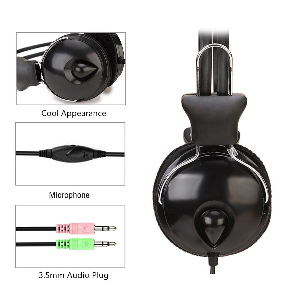 3.5mm Wired Hd Sound Headphones Over Ear Headset Bass Hifi Music Stereo Earphones Flexible Adjustable Headset For Pc Mp3 Phone