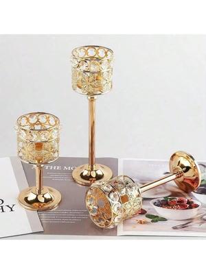 Хрустальный подсвечник для свечи-таблетки, 1 размер, Элегантный centerpiece для стола на свадьбу и ужин при свечах