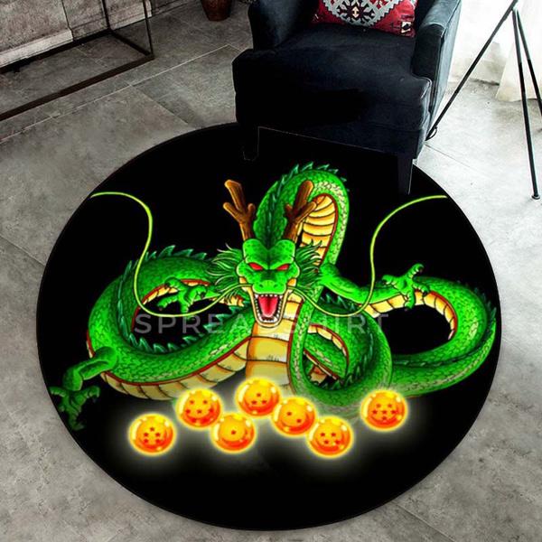 3D Anime Dragon Carpet Round Mat Dragon Round Carpet Round Rugs Non-slip Area Rug for Living Room Bedroom Foot Pad Decoration