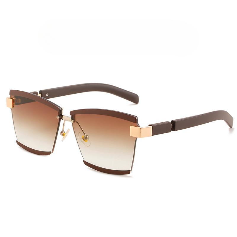 Солнцезащитные очки без оправы квадратные женские вдохновленные разноцветные модные оттенки винтажные очки