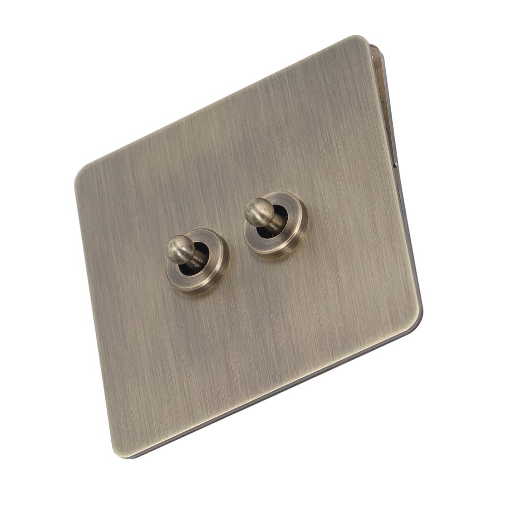 2 Way Toggle Switch Antique Bronze Texture Stainless Steel Panel Toggle Switch AC250V