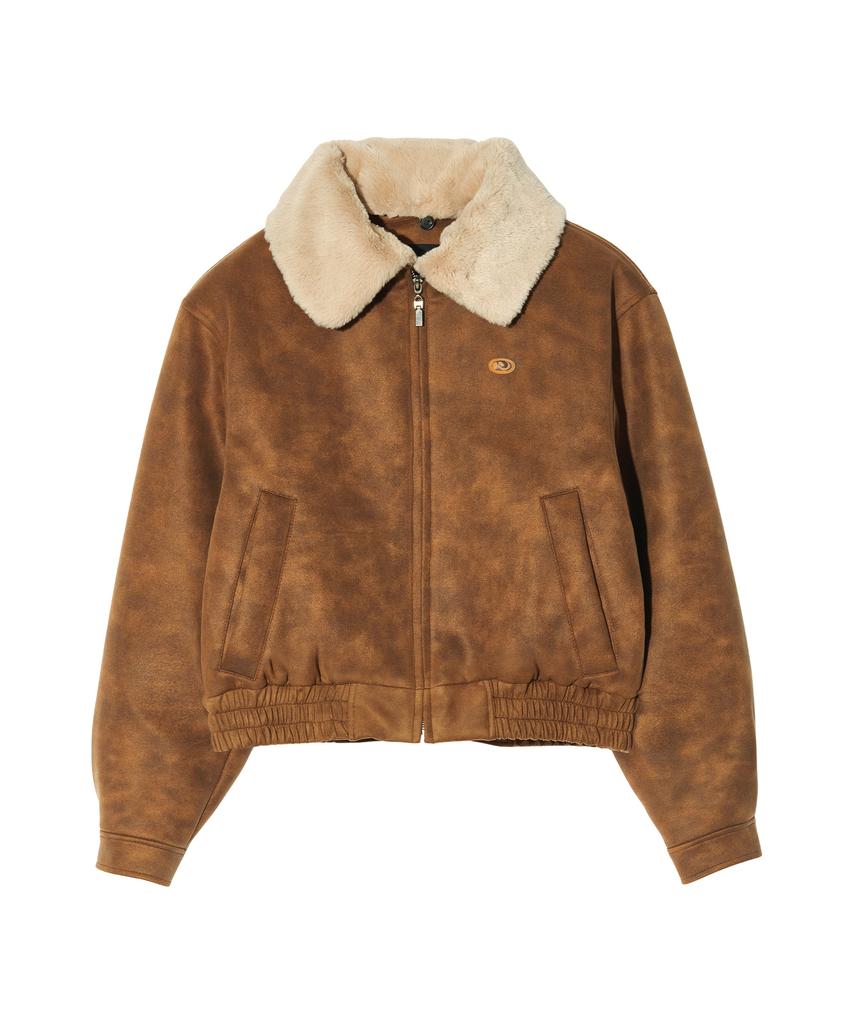 Peace Maker [2Type] Suede Mustang Padded Blouson (Light Brown)