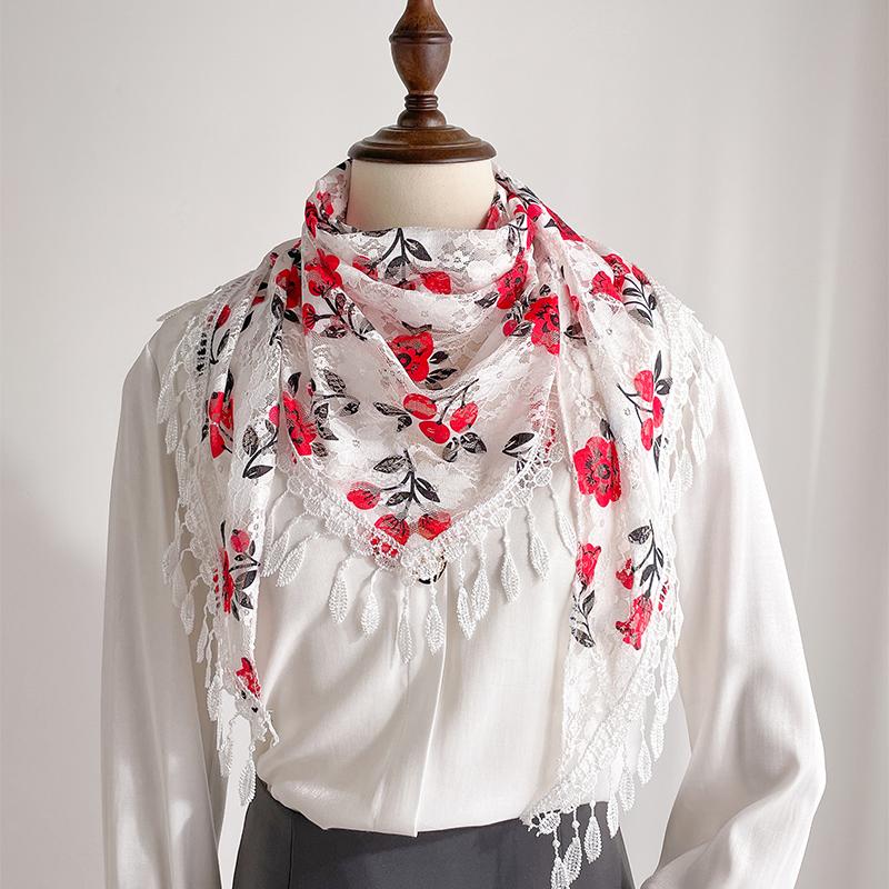 Women Tassel Wrap Shawl Flower Lace Scarves Lady Fashion Wedding Headscarves Female Spring Summer Photo Props Accessories