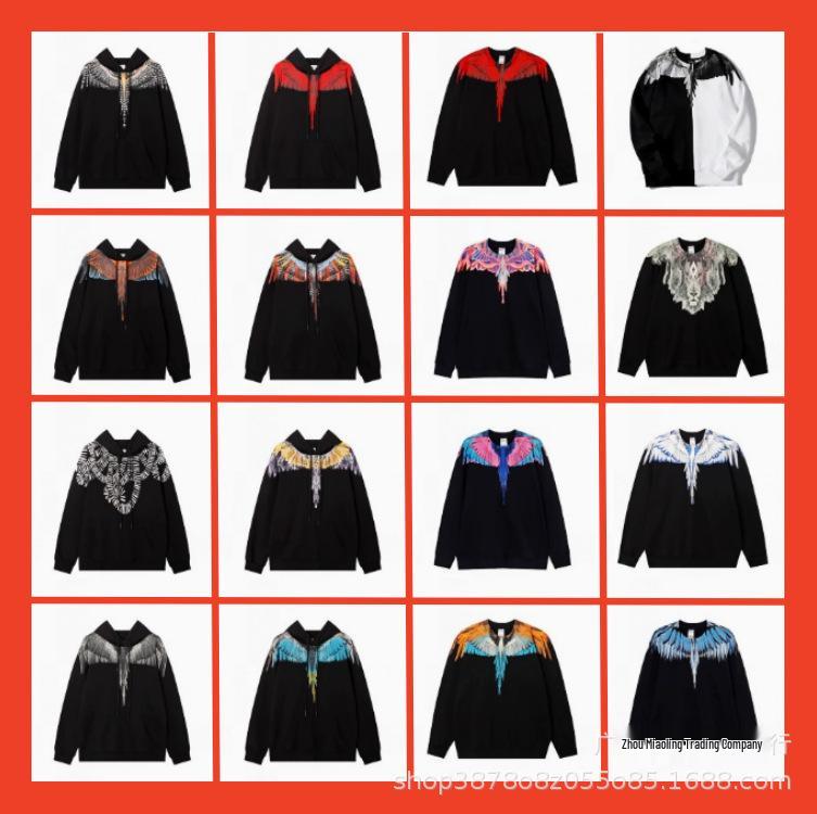 Модный Худи с Пернатыми Крыльями Marcelo: Многоцветная толстовка с фантомными крыльями, унисекс, с круглым вырезом, дизайн с молнией и змеей.