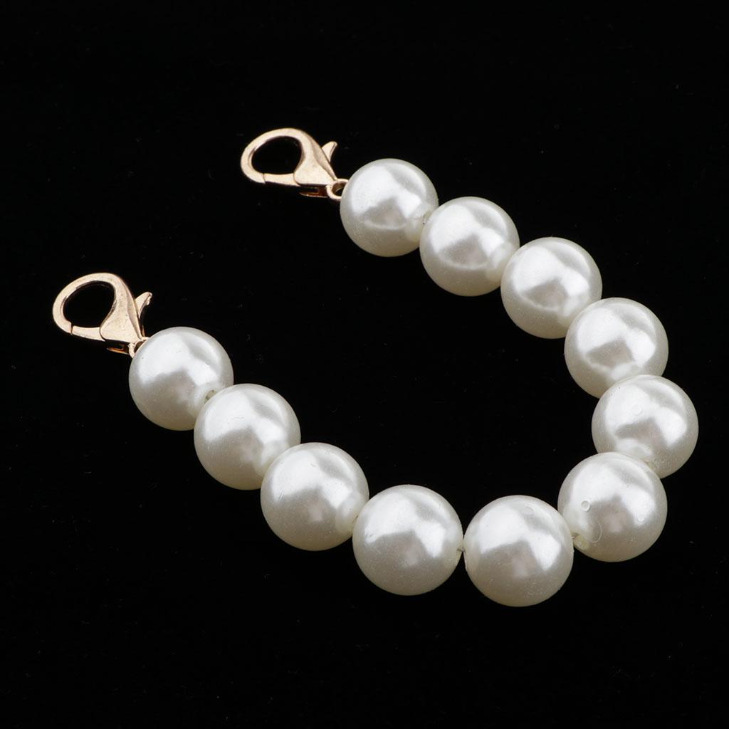 Round Pearl Beading Short Handles Replacement for Beach Bag Handbags Strap