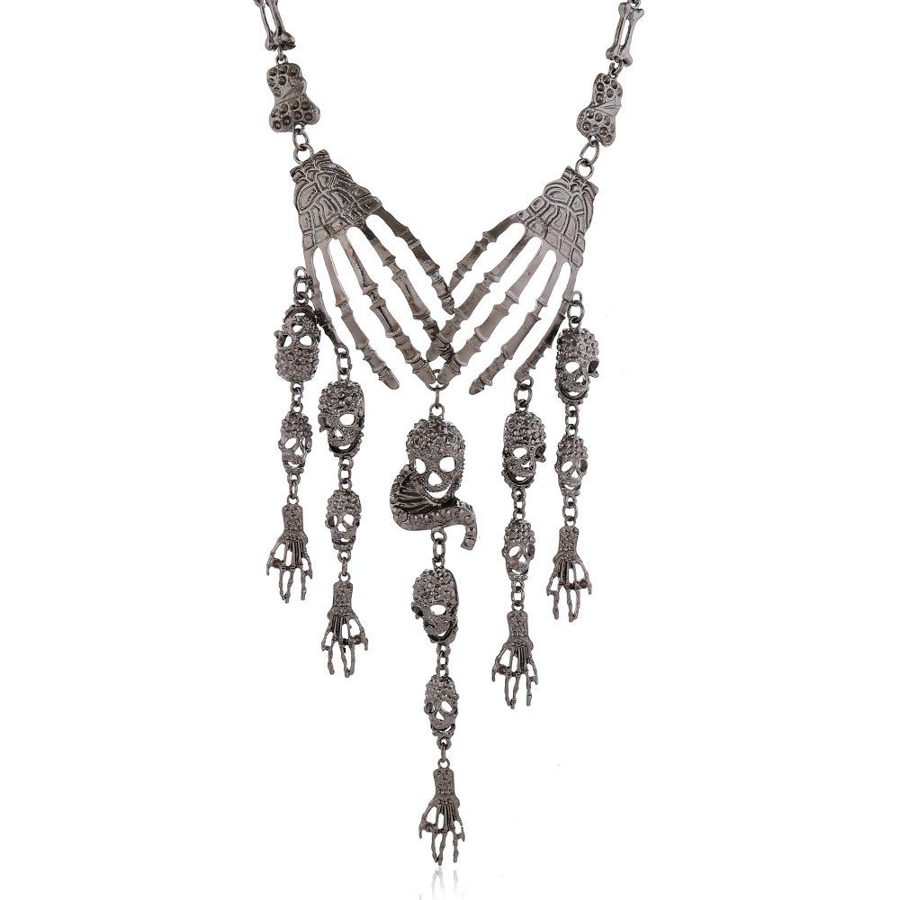 Exaggerated Jewelry Fashion Big-Name Skull, Claws, Skull, Fringed Necklace, Jewelry