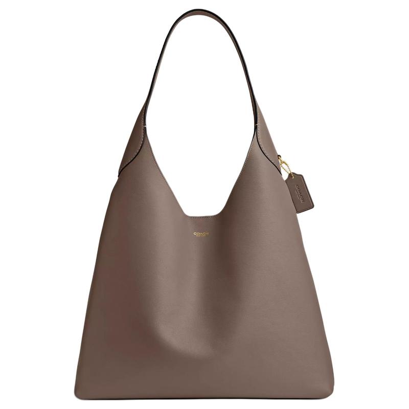 COACH Brooklyn 39 Logo Charm Magnetic Snap Closure Natural Grain Leather Hobo Bag Hand Shoulder Bag Large Women's Dark Stone