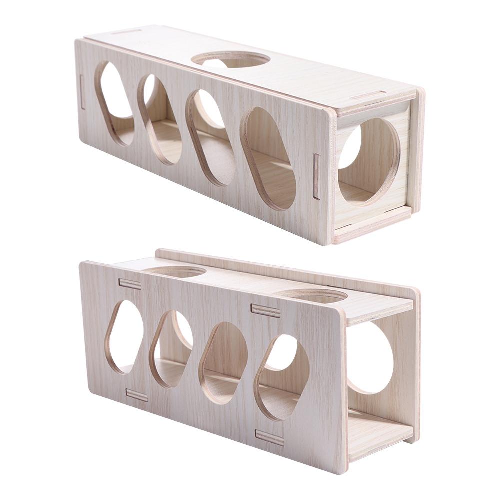 Natural Hamster Wooden Tunnel Exploring Hideout Small Animals Toy Secret Peep Shed Sugar Gliders