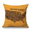 Retro Us Map Route 66 Cafe Bar Chair Seat Cushion Cover Patroitism National Day Home Decoration Linen Sofa Throw Pillow Case