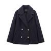 Women's Double-Breasted Wool Coat with Gold Buttons - Autumn/Winter Loose Fit Overcoat In Stylish Fragrant Design