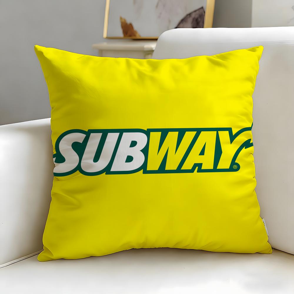 classic restaurant brand Subway Cushion Cover Soft  EasyWash Pillow Case  Versatile for Couch Bed Travel and Office