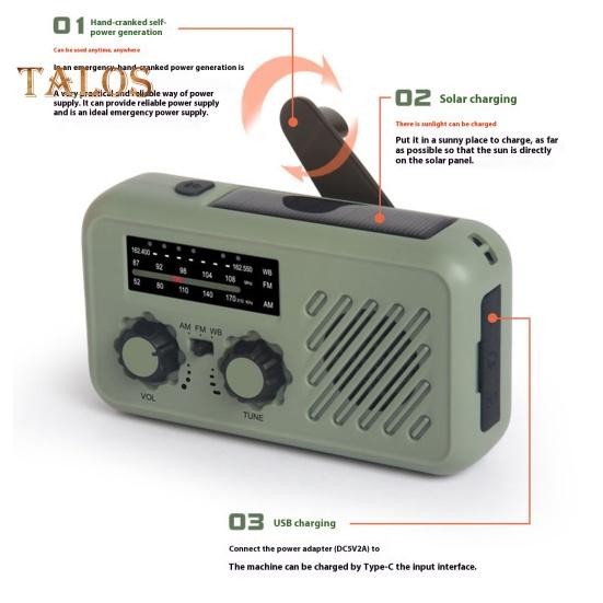 Аварийное радио с фонариком, многофункциональное, компактное, портативное, сигнальное устройство SOS, диапазон AM/FM, перезаряжаемое радио с ручкой