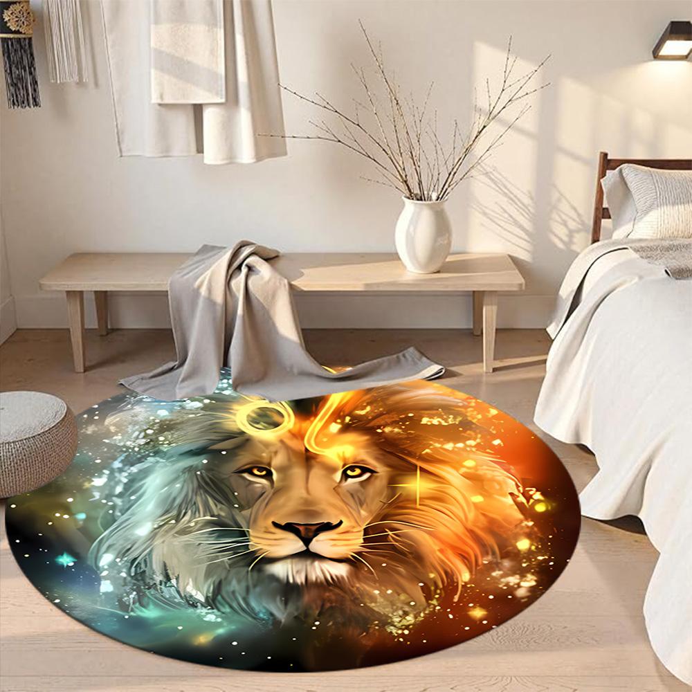 Lion Round Floor Mat Perfect for Bedrooms Outdoor Playrooms Entryway Anti-slip Round Rug Office home decor Wedding Party Gift