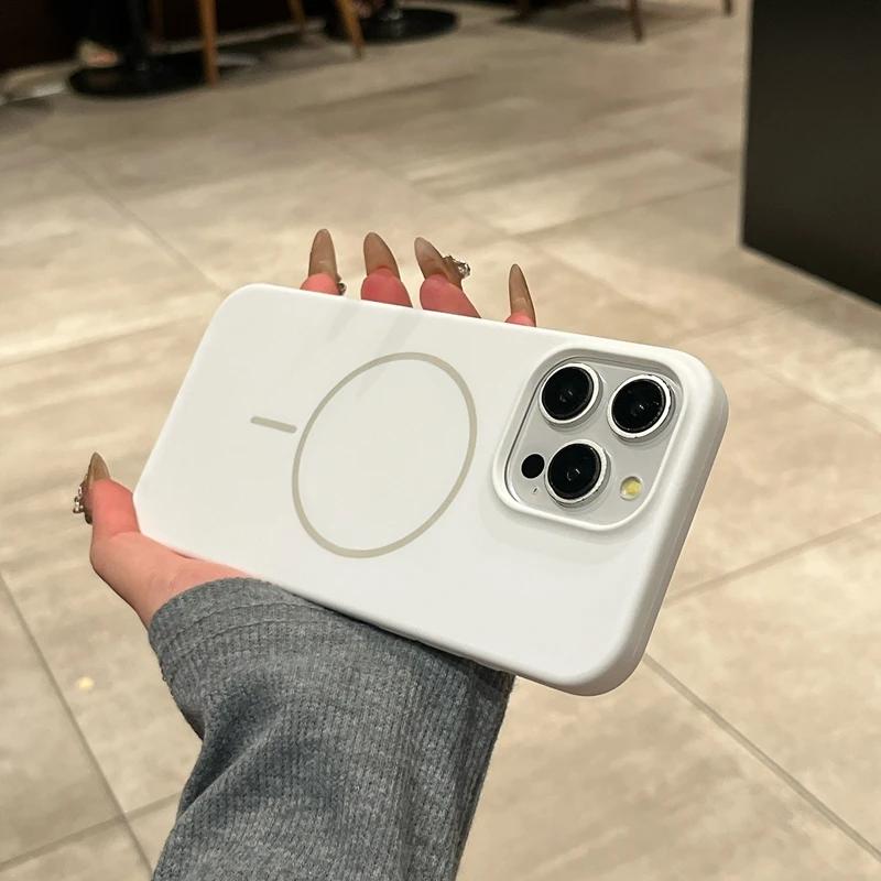 Жидкий силиконовый чехол Magsafe для iPhone 11 12 13 14 15 16 Pro Max Plus Магнитное беспроводное зарядное устройство Противоударный бампер