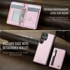 For Samsung Galaxy S26 Ultra Case JEEHOOD J12 Magnetic Detachable Zipper Wallet Kickstand Leather Back Cover Compatible with MagSafe