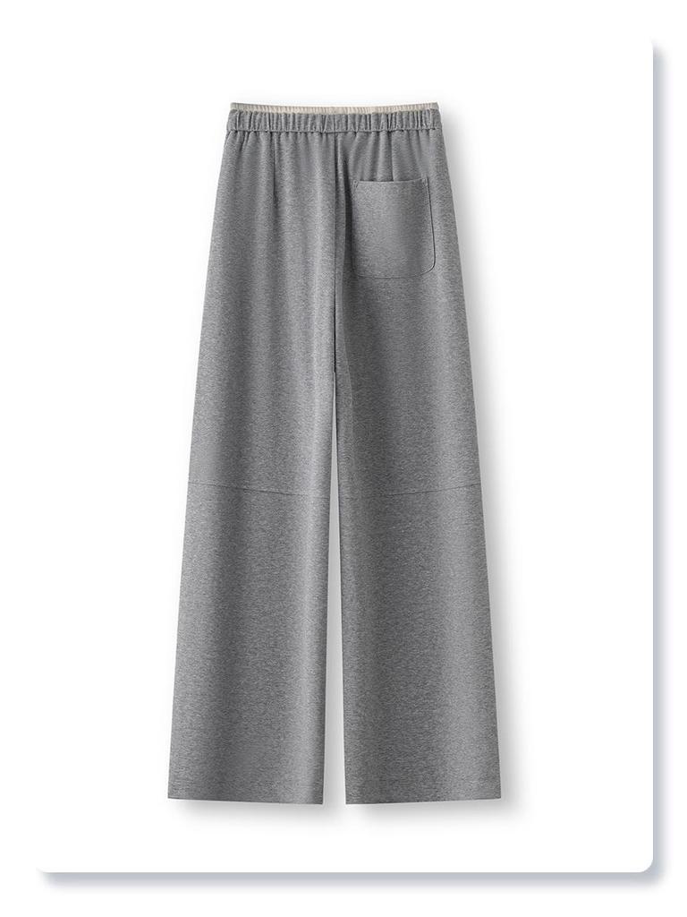 Women's Gray Wide-Leg Slimming Sweatpants - 2025 Spring Collection
