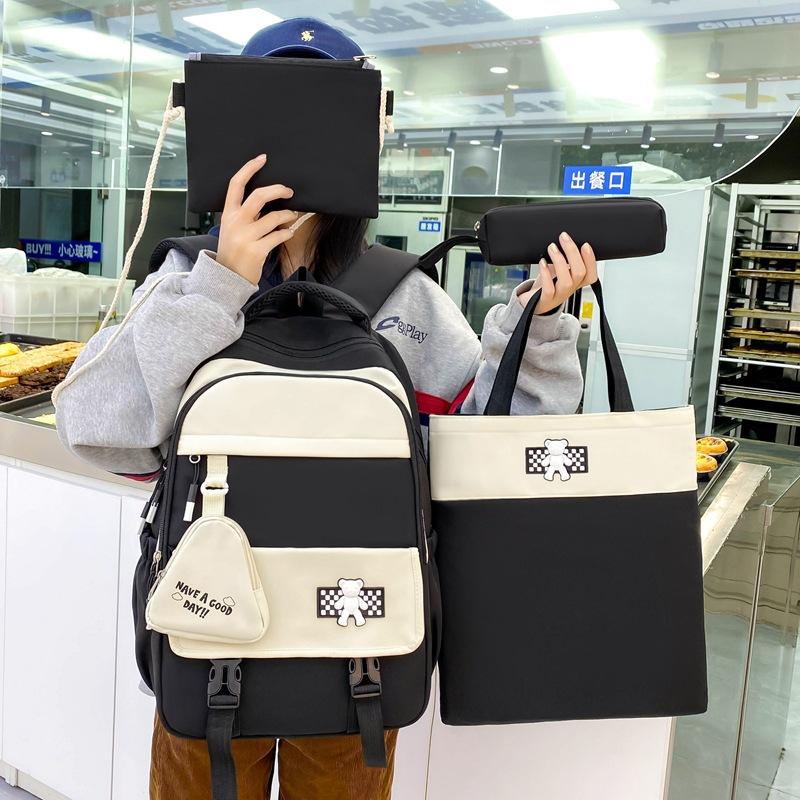 Комплект из четырех рюкзаков в студенческом стиле для женщин, рюкзак для старшеклассников, большая вместимость, школьная сумка