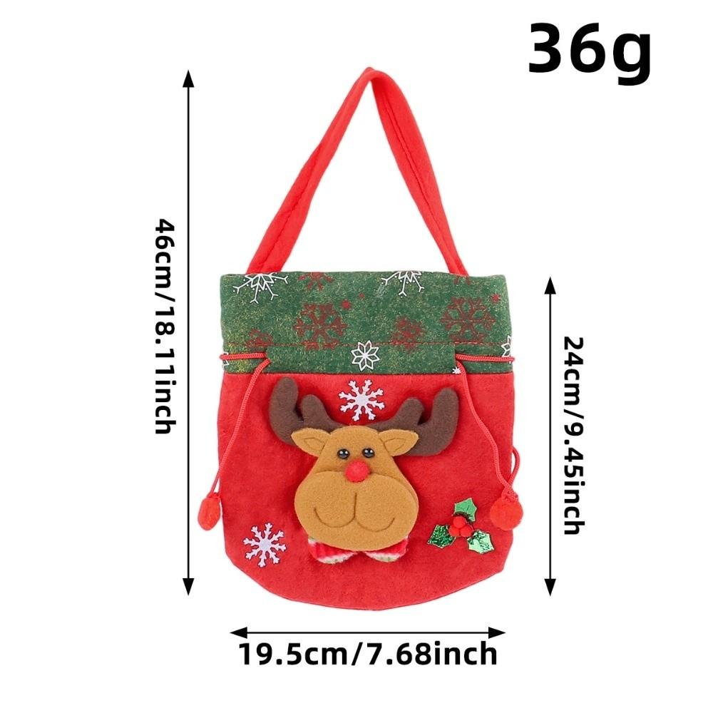Cute Drawstring Closure Christmas Gift Bag Flannel Santa Snowman Santa Gift Bag Candy Pouch Xmas Gift Package Christmas Eve