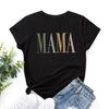 MAMA Cotton T-Shirt Short Sleeve Round Neck Women 2d Print Tops
