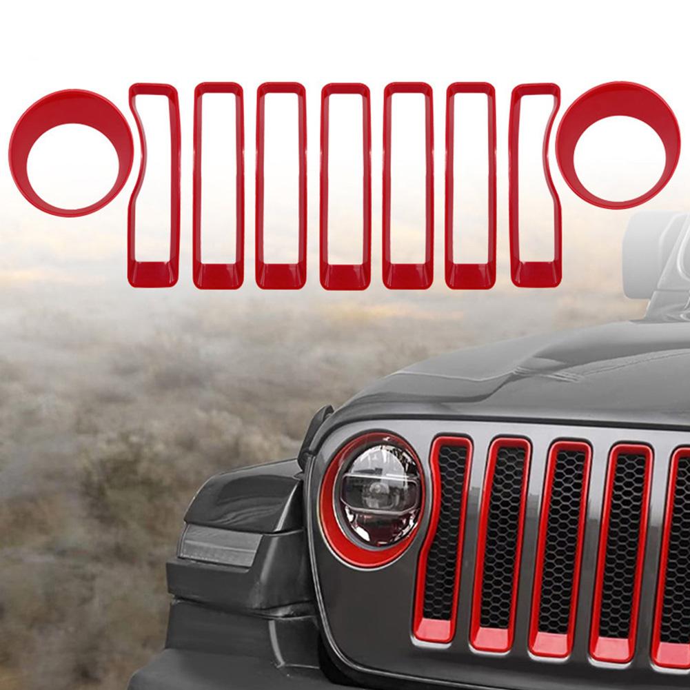 ABS автомобильная внешняя передняя фара, лампа и гоночная передняя решетка, декоративная накладка, наклейки для Jeep Wrangler JL