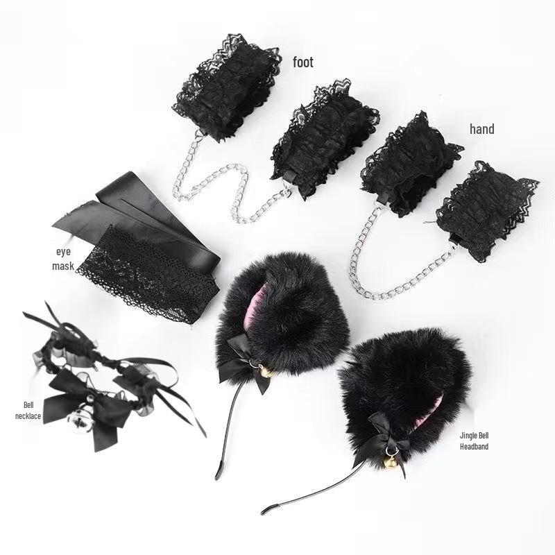 SM Fox Tail Three-Piece Set: Anal Plug, Collar & Nipple Clamps - Adult Toys for Women