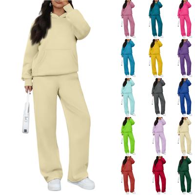 Женский повседневный теплый худи и повседневные брюки Зимний спортивный костюм