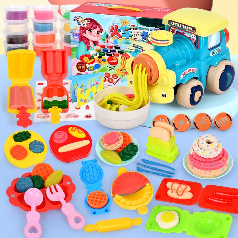Colorful Clay Train Play-Doh Noodle Maker Toy Set for Kids - Lightweight Clay Tools for Boys and Girls in Kindergarten.
